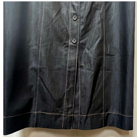Calvin Klein Button Front Denim Dress Dark Wash Sleeveless Womens Sateen Stretch - Picture 6 of 7